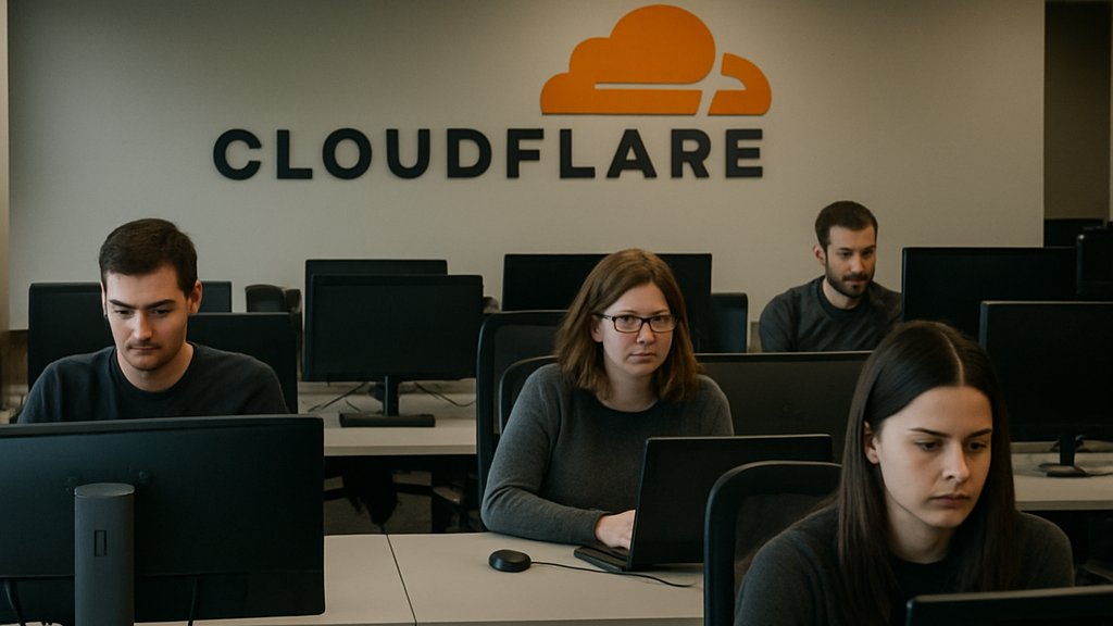 Tech Market Volatility reflected in Cloudflare office layoffs and empty workstations.