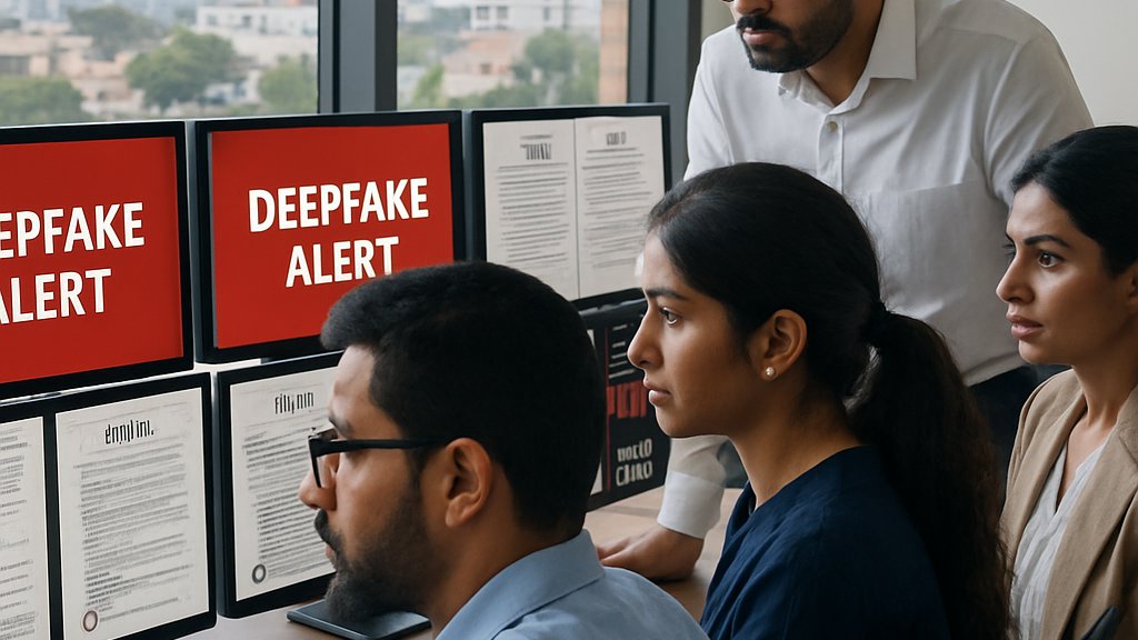 Compliance team responding to India Deepfake Regulation alerts in modern Indian office.
