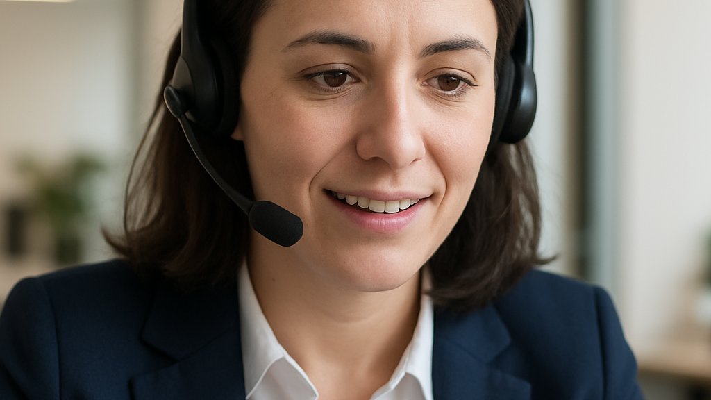 Customer support agent using Conversational AI technology in realistic work environment.