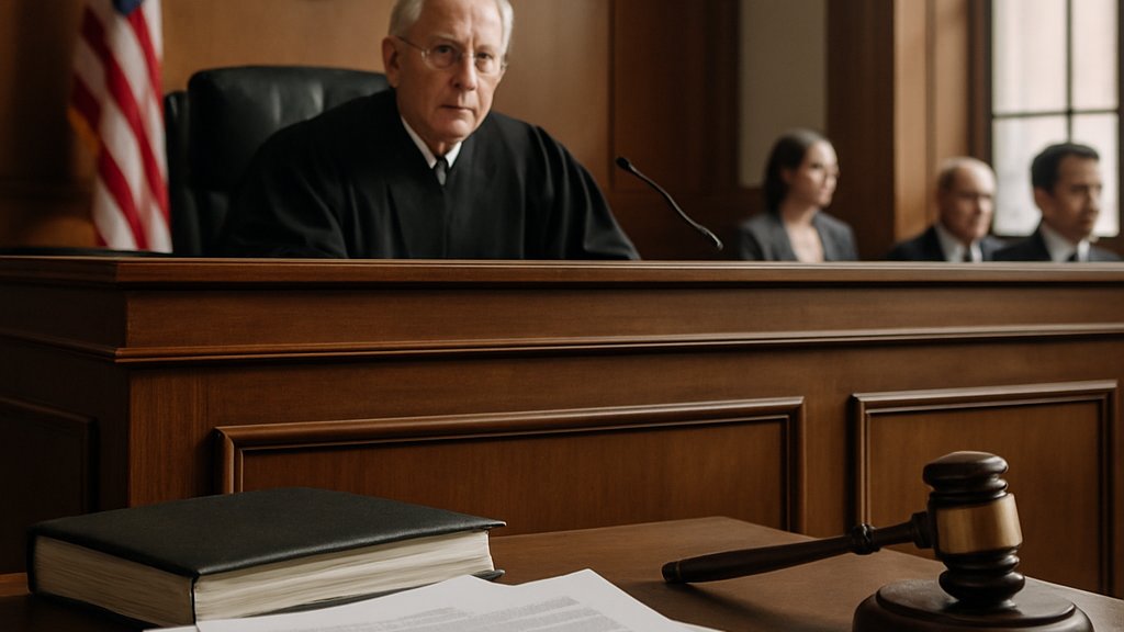 Courtroom scene involving Government Safety Regulations and legal review