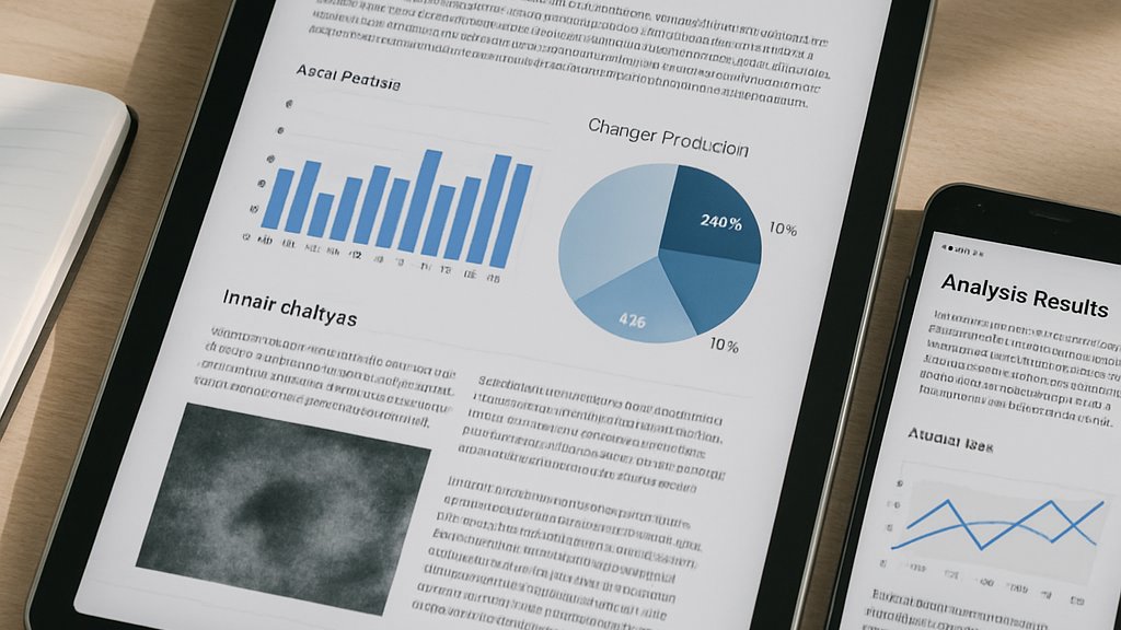 Multimodal AI analysis shown on tablet and phone in a workspace