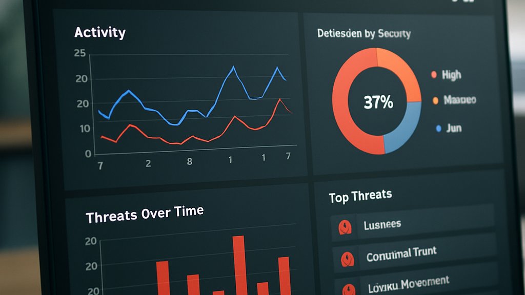 CrowdStrike AI dashboard with security analytics in a professional office.