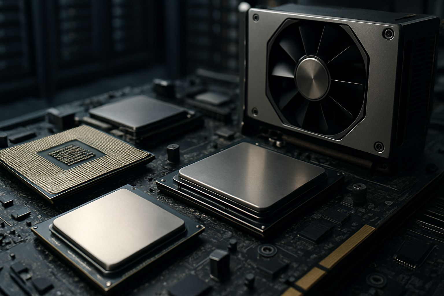 Modern GPU hardware for AI Infrastructure Capex in a data center rack.