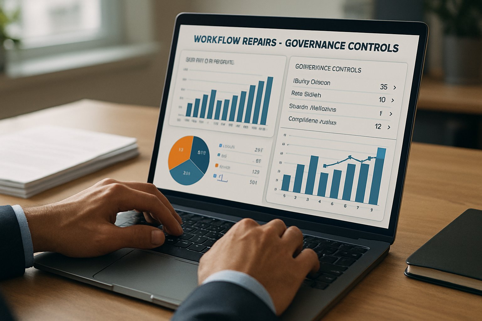 Professional using Enterprise Agentic Fix dashboard for workflow governance
