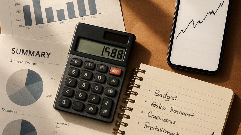 Market Analysis financial reports and trend chart on a desk