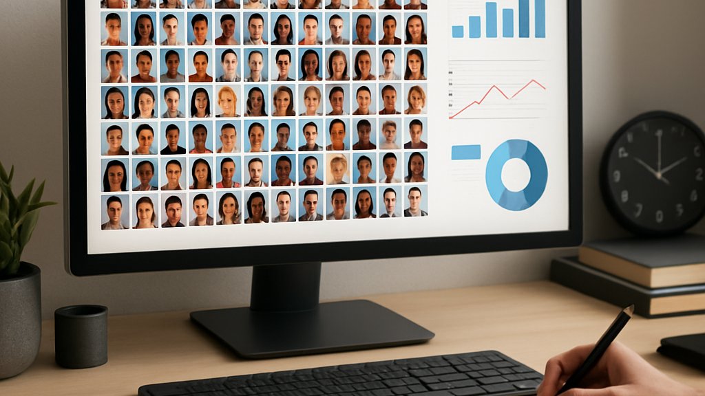 Dashboard full of AI Digital Twins avatars and analytics on a computer monitor
