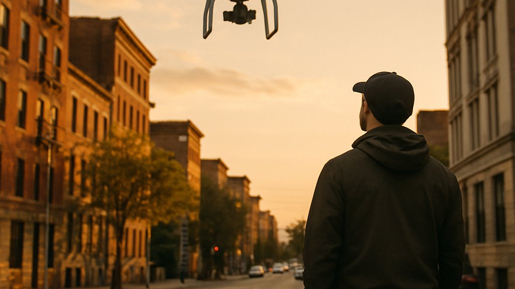 Aerial-Ground View Synthesis showing drone and street-level perspective