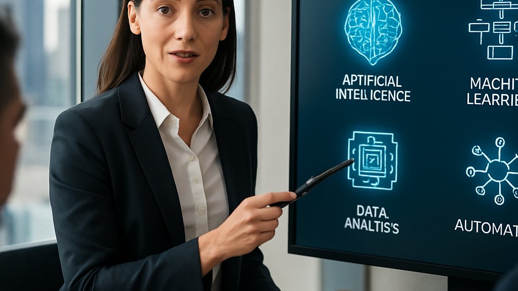 Product Leadership executive presenting AI innovation features