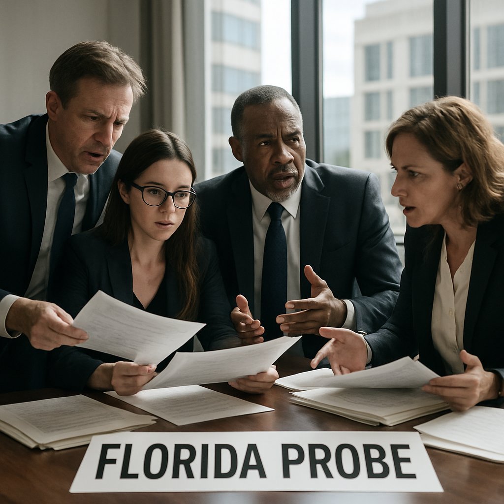 Florida Probe expert panel discussing OpenAI case in modern conference room.