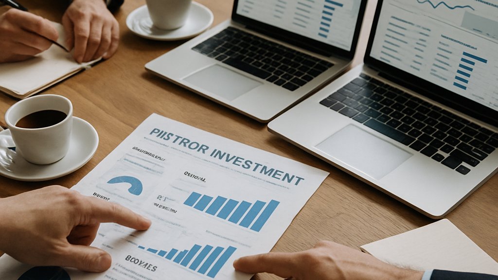 Gulf Fintech Expansion investment meeting with banking software charts and pitch deck