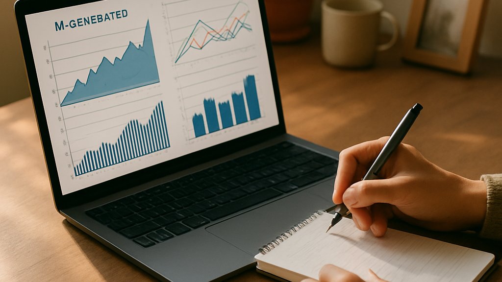 Person integrating AI Human Judgment by analyzing AI data and making notes.