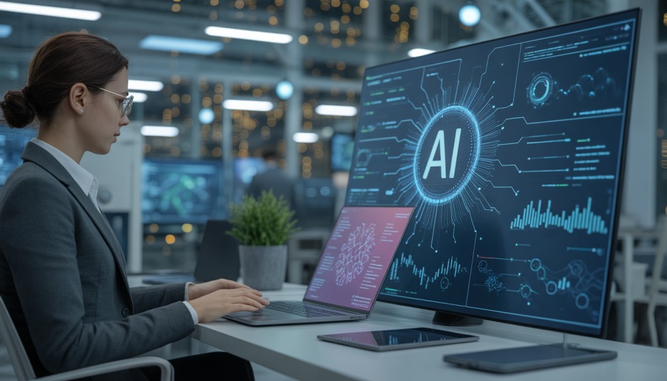 Workers using AI tools across industries for productivity