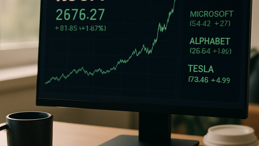 Market Rally visualized on computer screen with soaring KOSPI index chart.