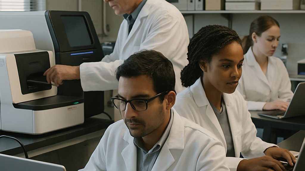 Research lab scene highlighting AI Venture Funding for biotech innovation