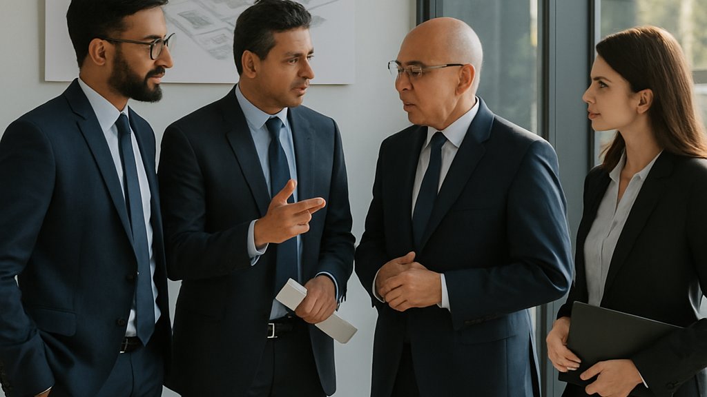 Tata Electronics executives discussing semiconductor strategy in office