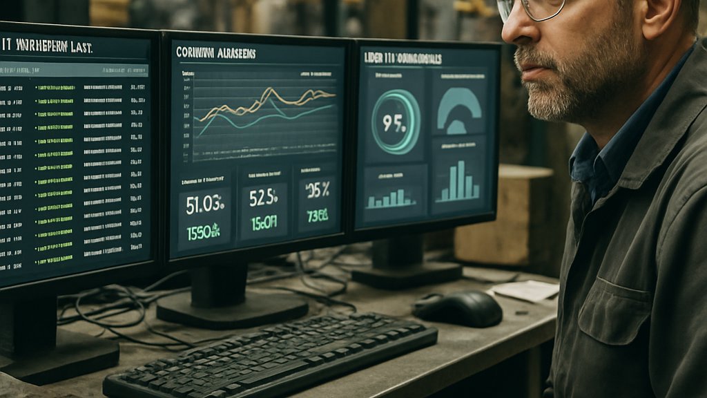 Technician monitors Physical AI Data on factory screens in an advanced plant