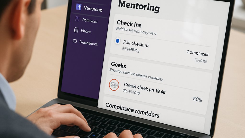 Workplace Mentoring Agent dashboard inside a Slack-style mentoring workflow