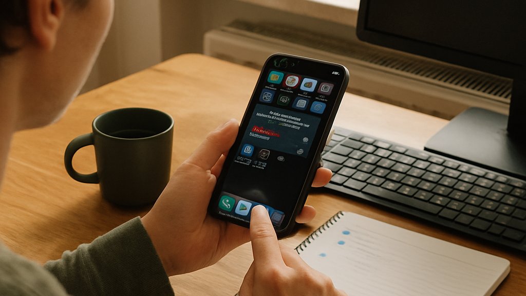 Digital Footprint Removal actions on smartphone in a home office setting