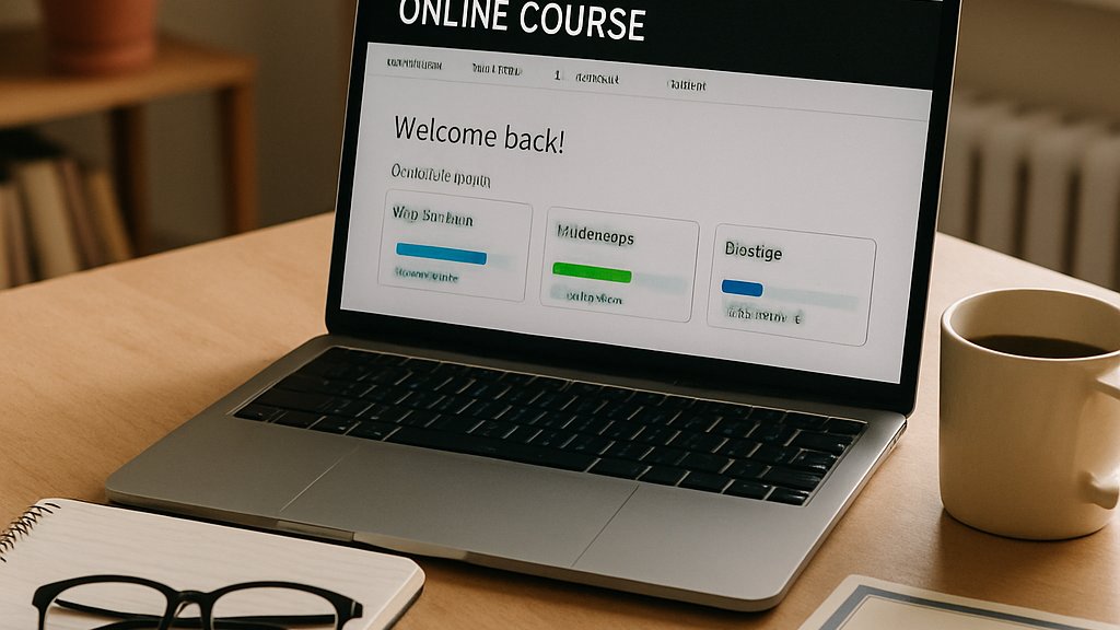 Educator AI Training online course dashboard on a teacher desk