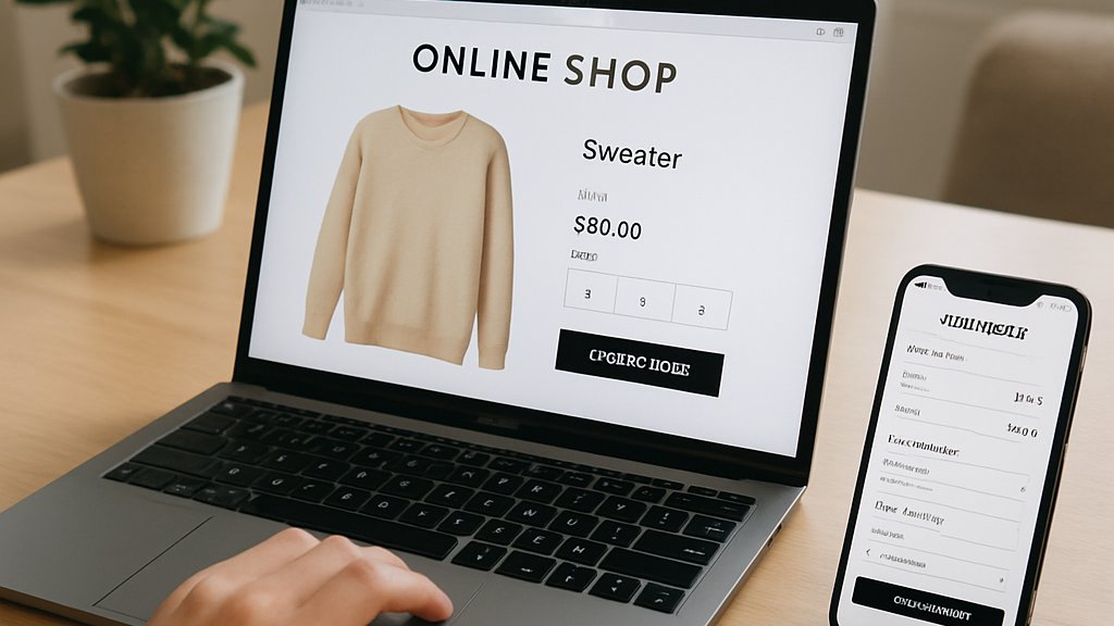 AI Retail Conversion on laptop shopping checkout flow at home