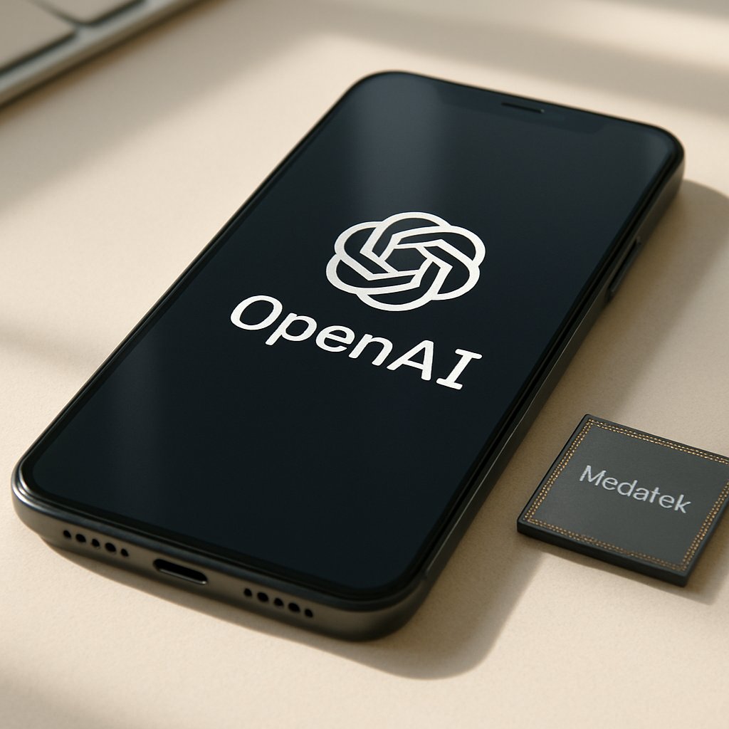 OpenAI phone with MediaTek Processor chip featured on modern desk