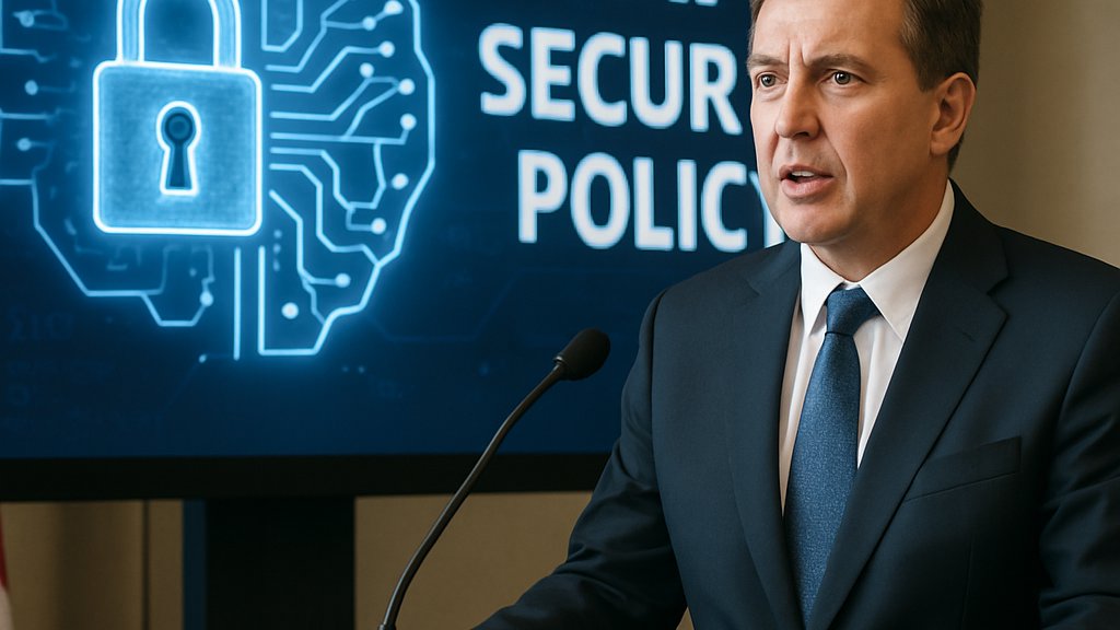 Government official addresses AI Security Vulnerability policy during public announcement.