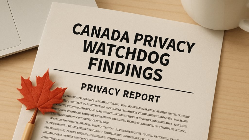 Canada Privacy watchdog report on desk with professional work tools.