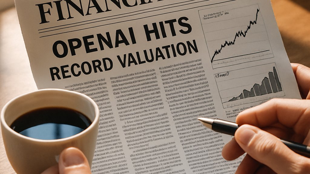 Headline highlighting record valuation in financial news setting.
