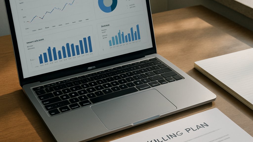 AI Workforce Warning and reskilling plan on a professional desk