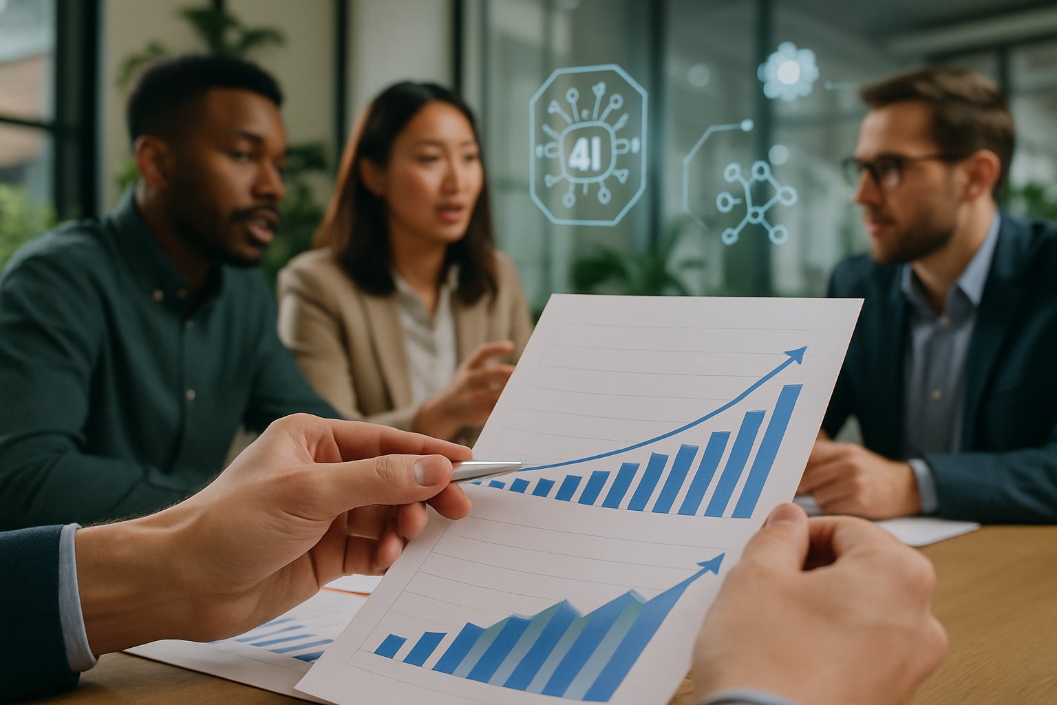 AI Market Value trends in a printed report and office discussion.