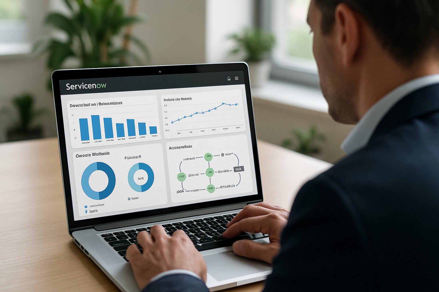 Workforce Automation dashboard displayed on laptop in a real office setting.