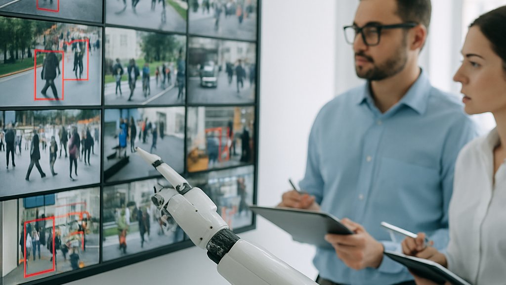 Humanoid robot learning from video footage in Robotics Training session.
