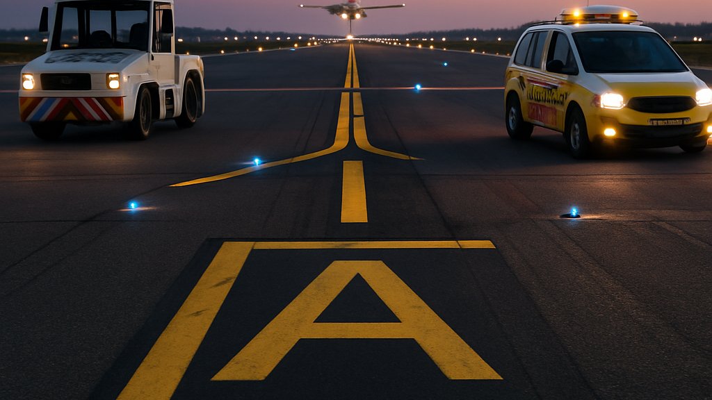Airport runway scene supporting Aviation Safety AI collision prevention