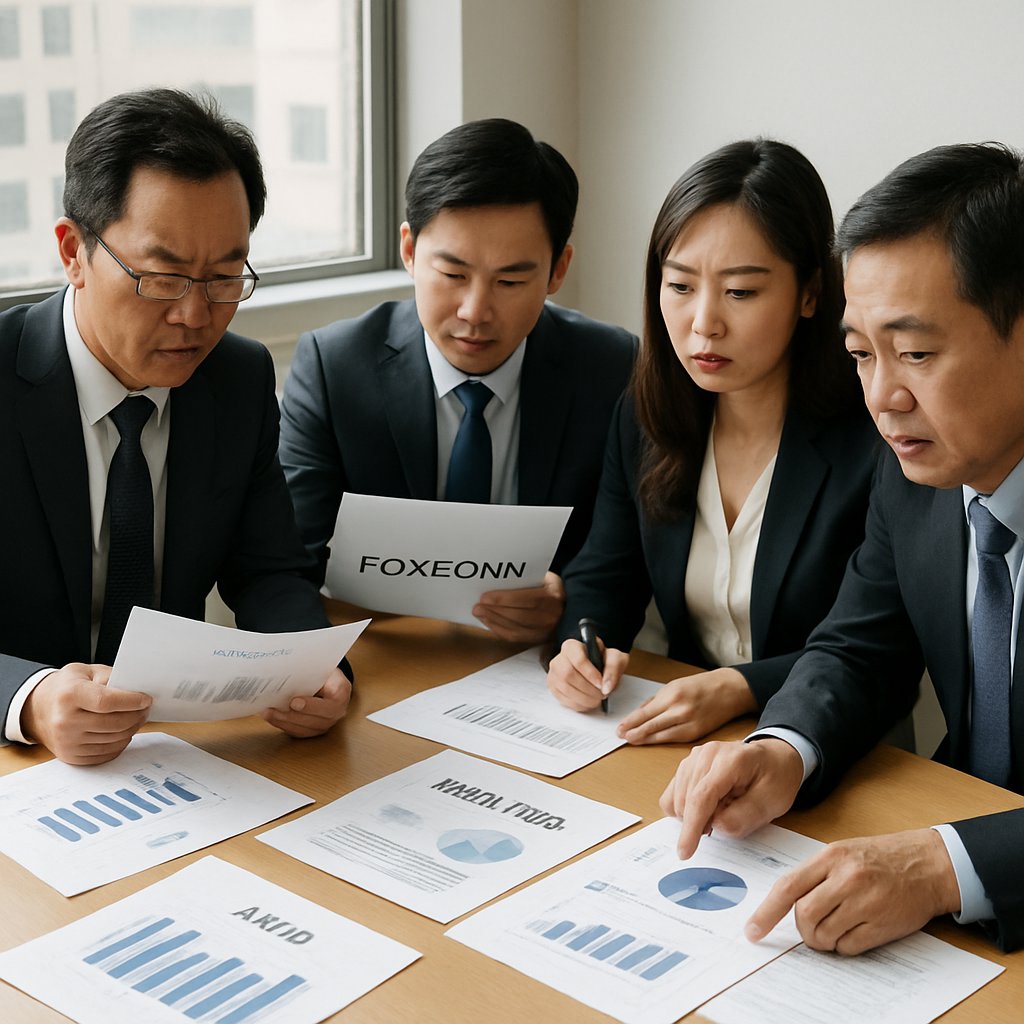 Foxconn Sales team reviews AI server sales data and strategic asset charts.