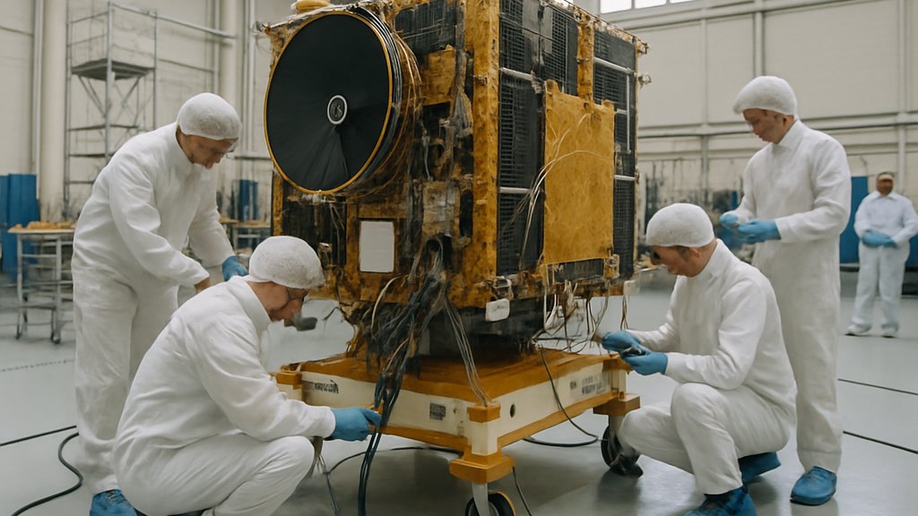Technicians assembling Orbital AI Compute satellite hardware in a facility
