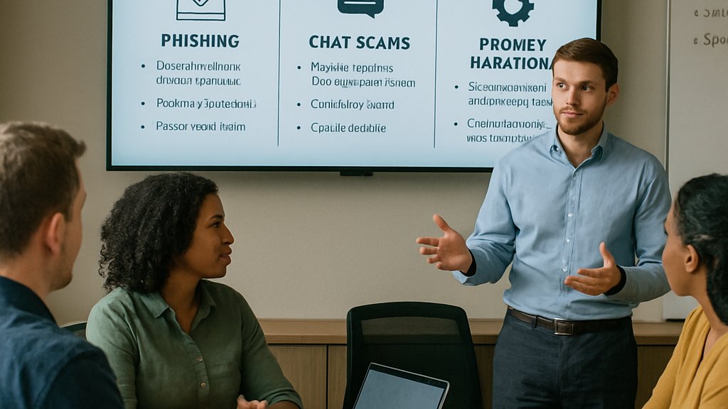 Prompt Injection security training in a modern office meeting room