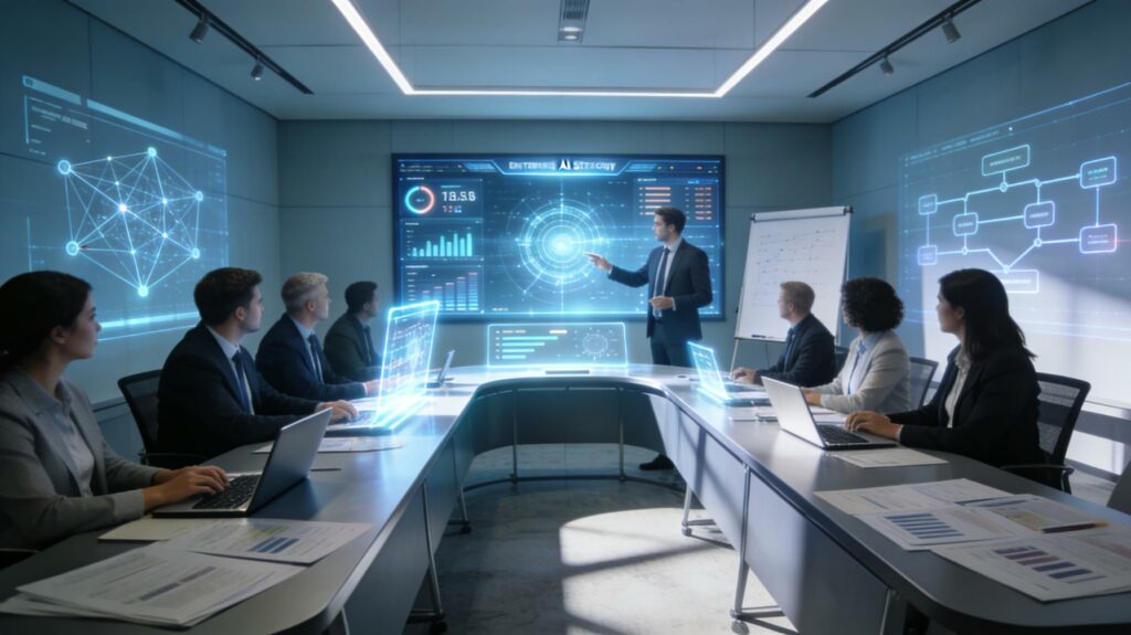 Professionals learning AI skills for workforce transformation