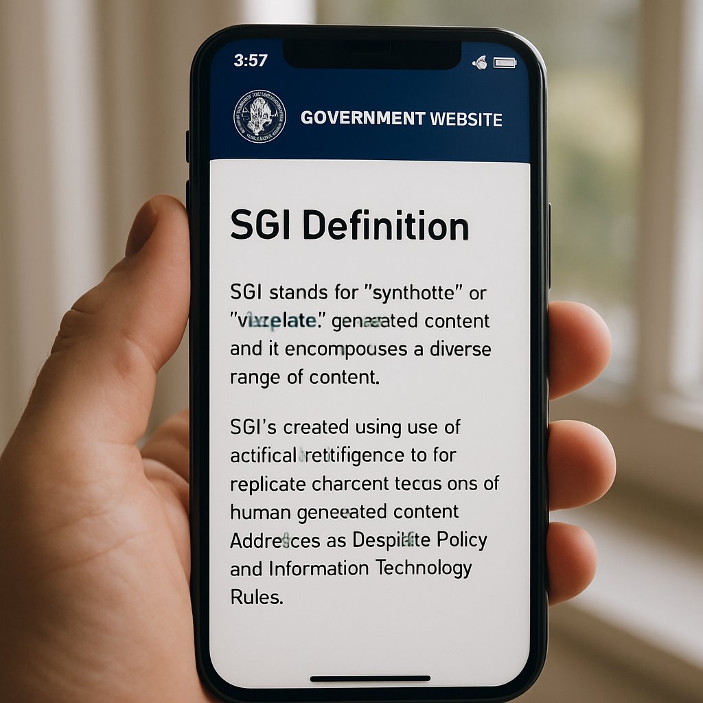 Smartphone displaying SGI Definition details on government website in natural lighting.
