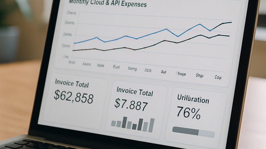 Token Economics dashboard tracking API invoice totals and spend