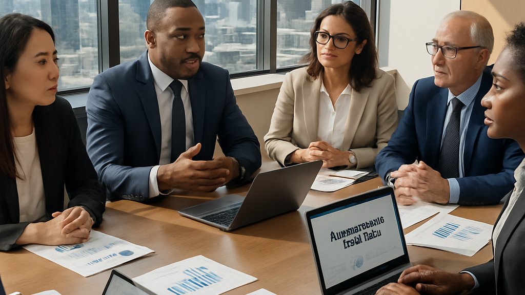 Business leaders discussing AI Infrastructure Investment strategies in an executive meeting.