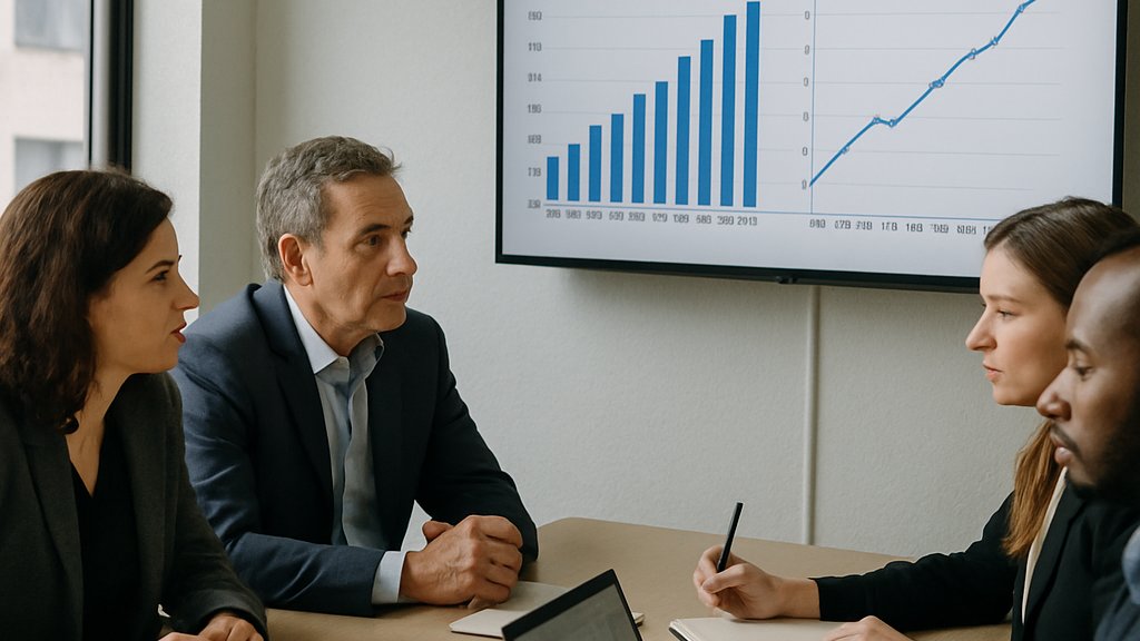 Sora Shutdown strategy meeting with executives reviewing charts