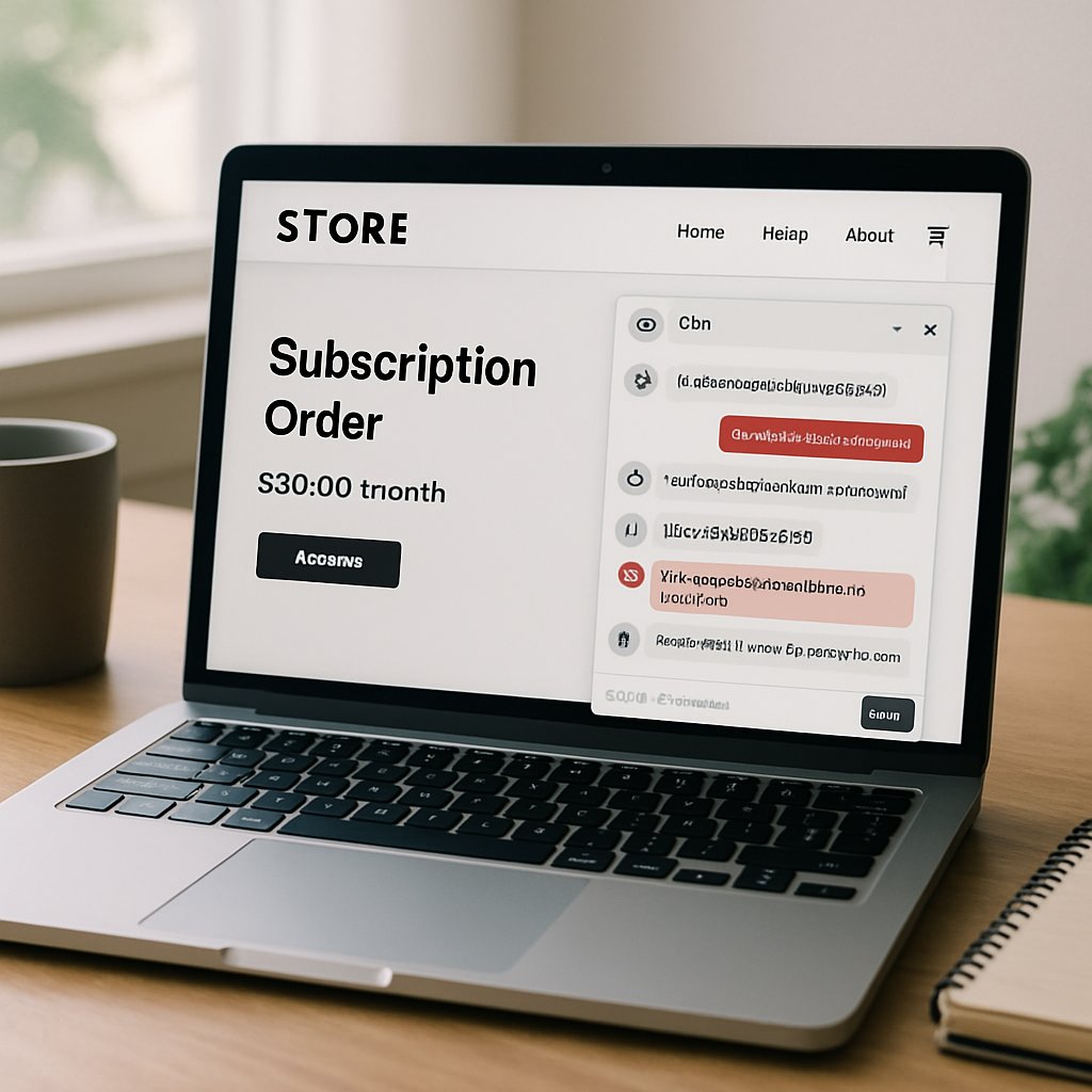 E-commerce chatbot exploited for subscription Chatbot Fraud activity.