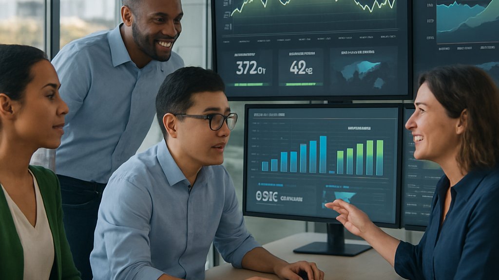 Engineers track Sustainable AI energy consumption in a realistic Microsoft control room.