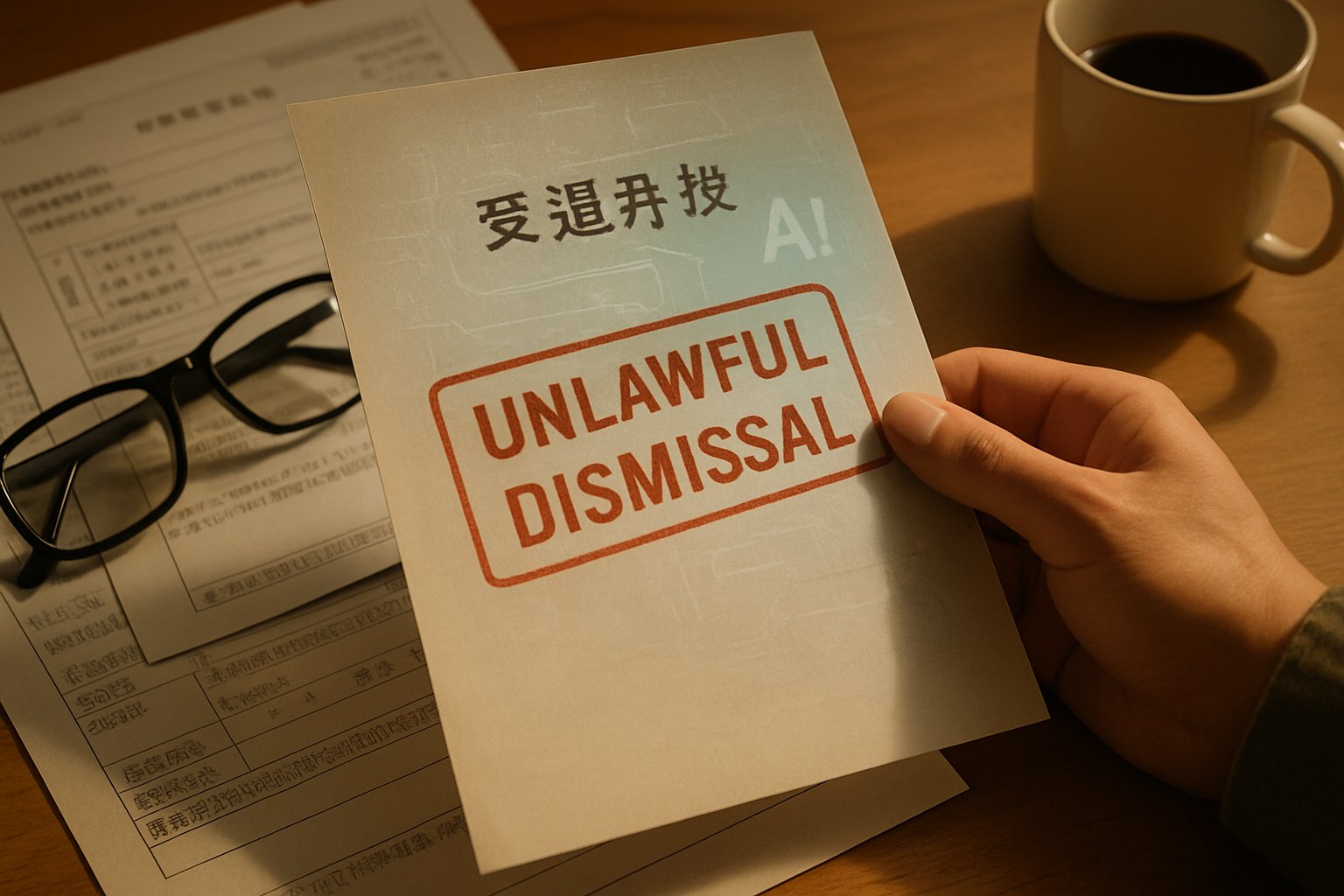 Unlawful dismissal document related to AI Labor Rights in China