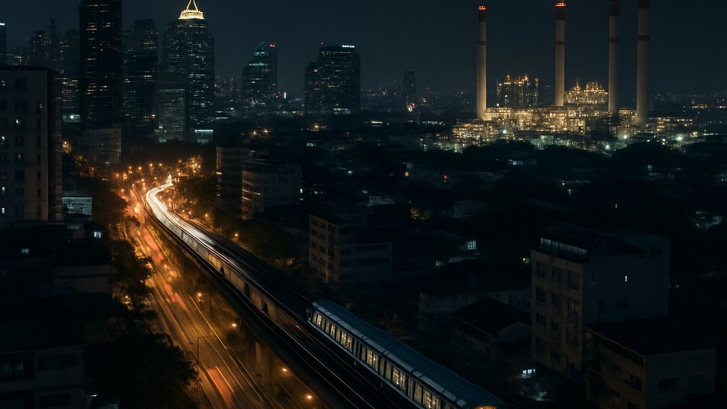 Energy Security demonstrated by reliable power supply in Southeast Asian cityscape