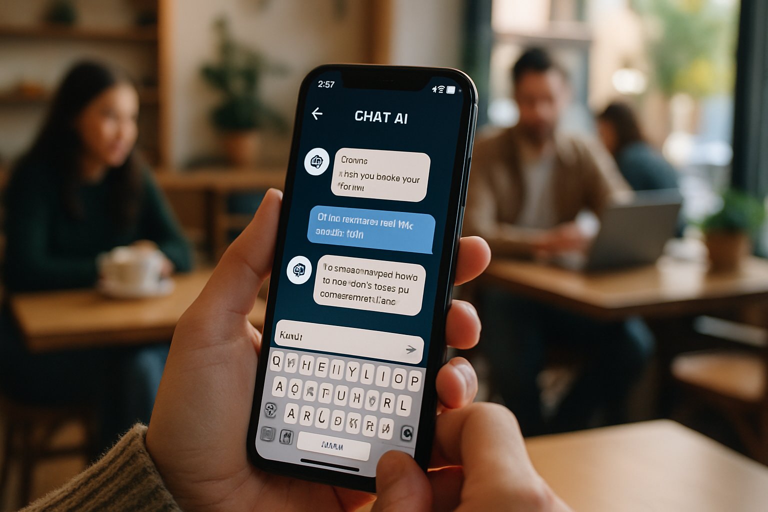 Person using AI chatbot app reflecting Conversational AI Market growth.
