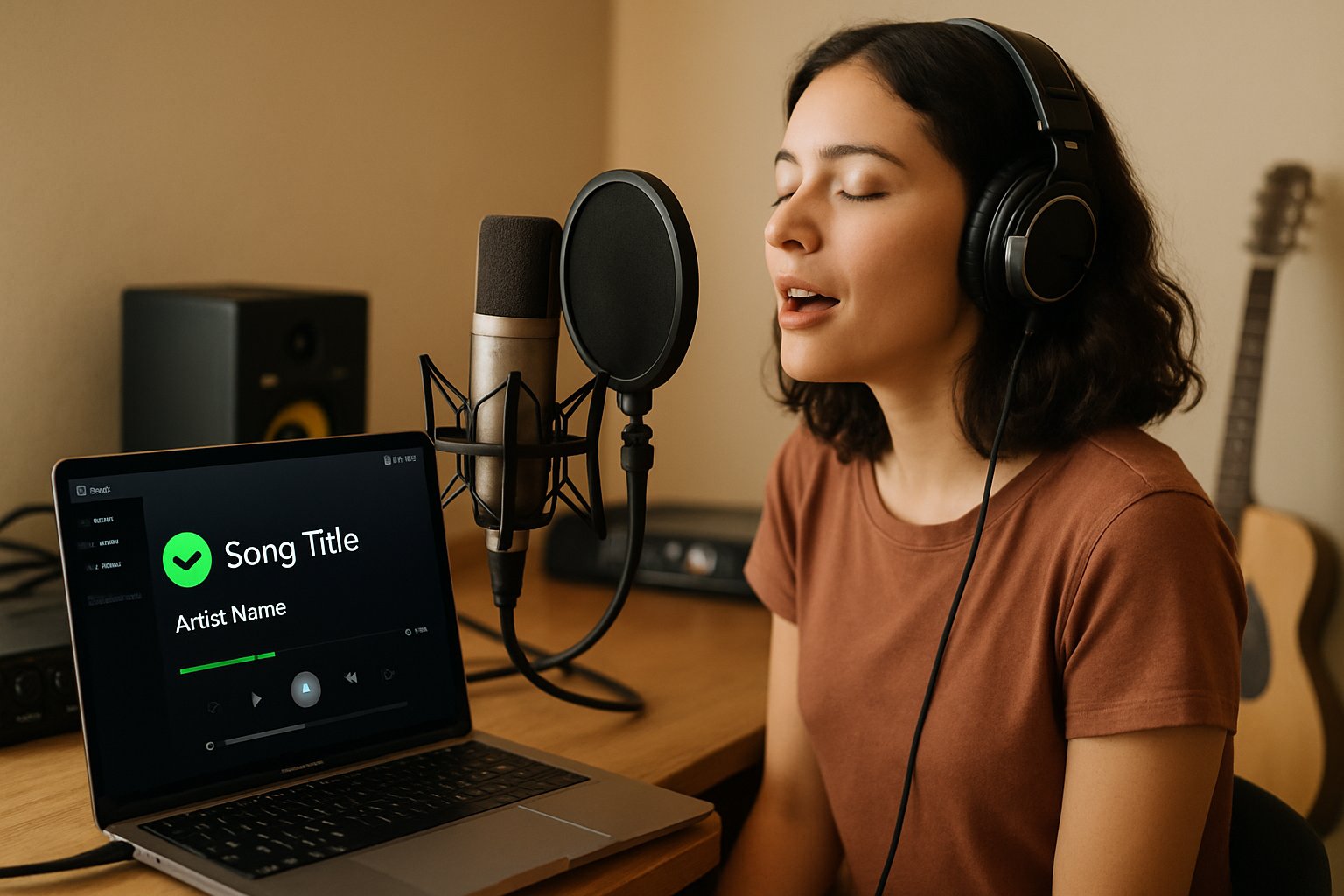 Recording studio displays Spotify badge for AI Content Verification