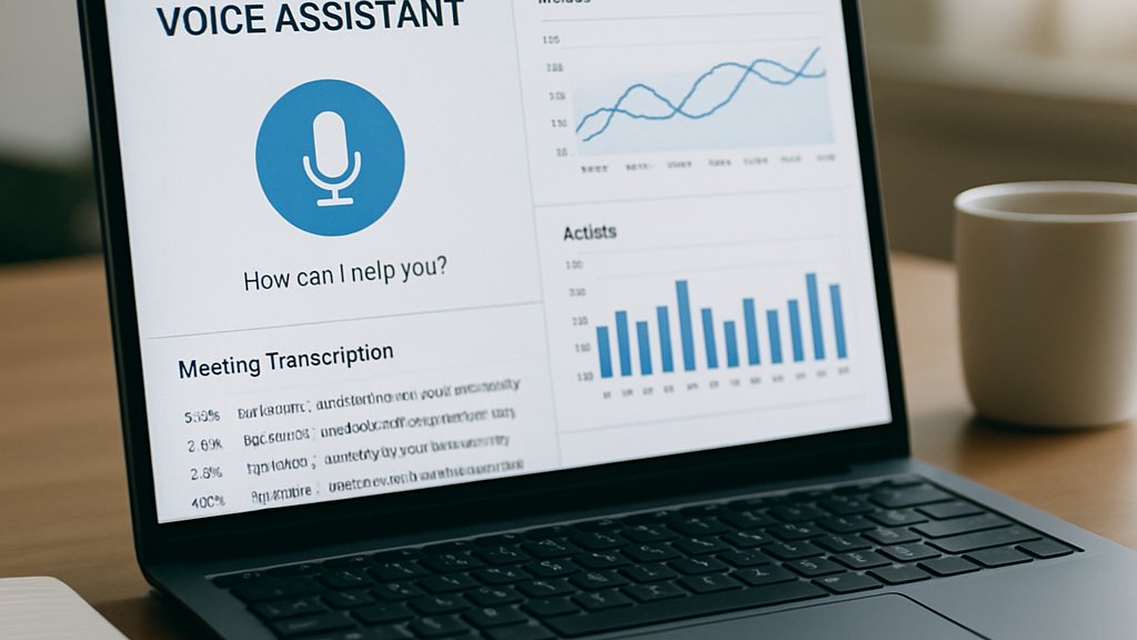 Voice AI funding dashboard displayed on laptop in a workspace