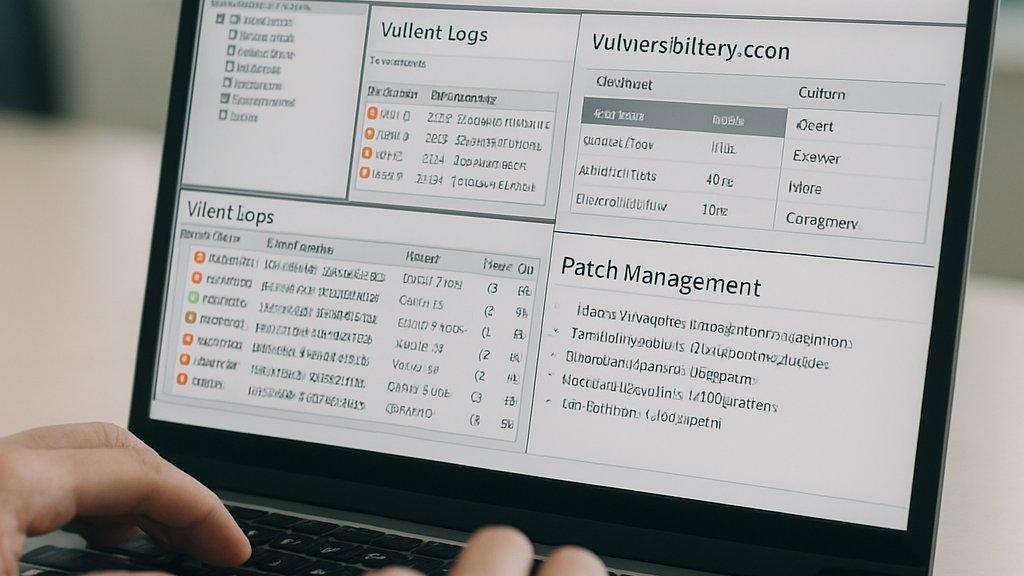 AI Vulnerability Hunting Windows vulnerability scan on laptop screen