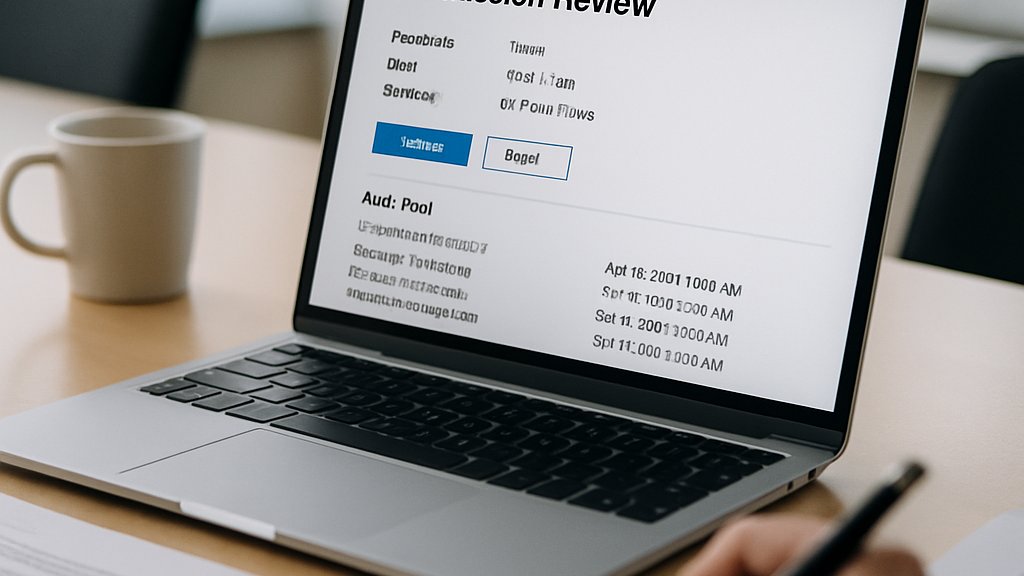 Insider Threat AI permissions review and audit trail on a laptop screen
